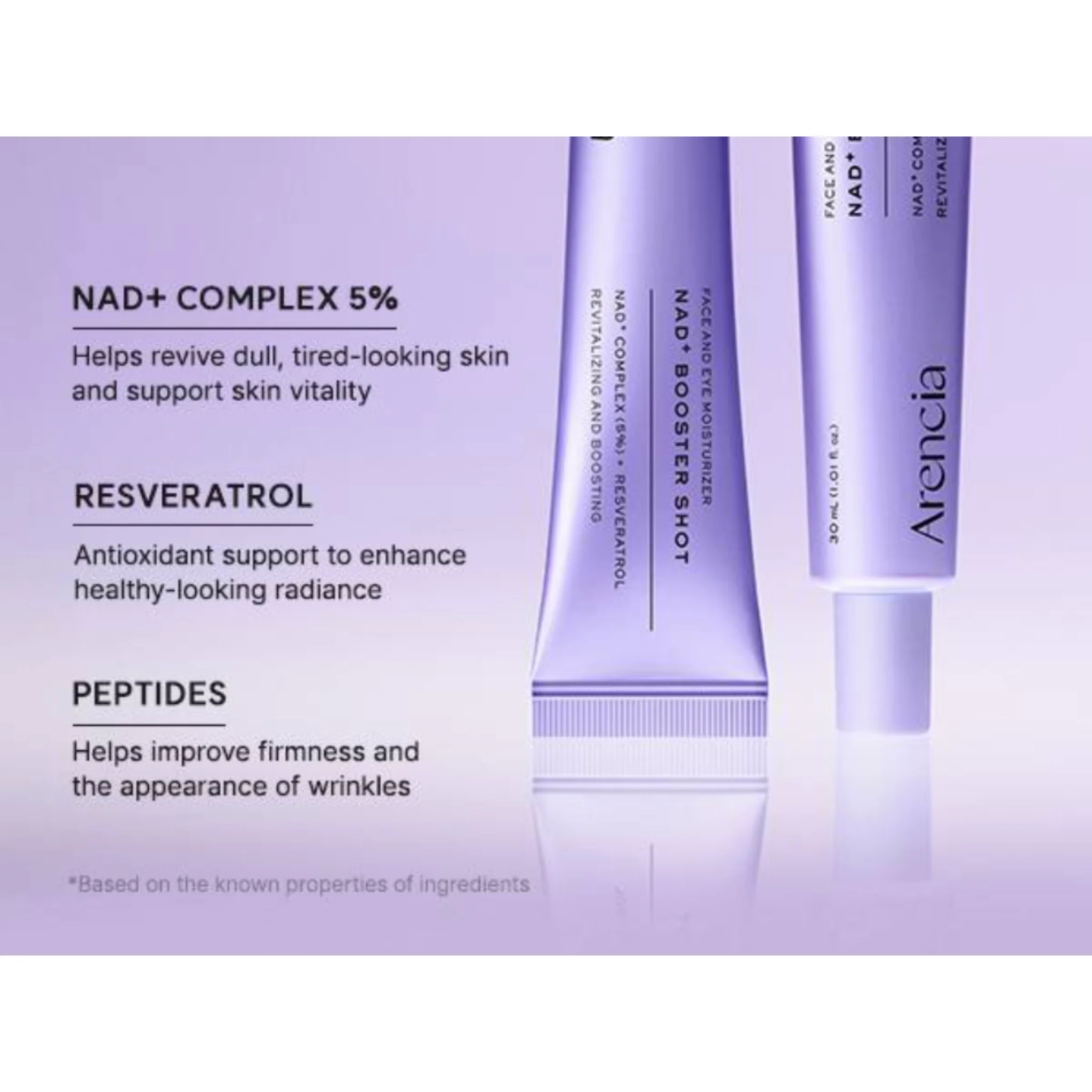 بوستر شات آرنسیا NAD+ صورت و دورچشم ضدچروک و جوانساز arencia nad+ booster shot حجم 30 میل