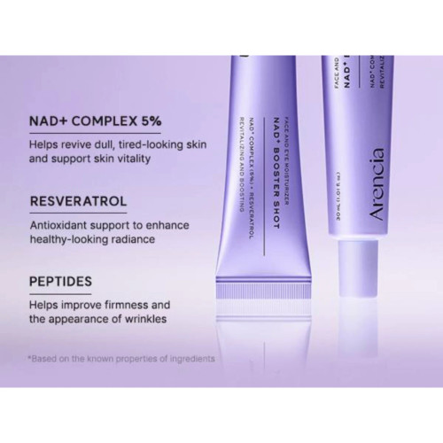 بوستر شات آرنسیا NAD+ صورت و دورچشم ضدچروک و جوانساز arencia nad+ booster shot حجم 30 میل